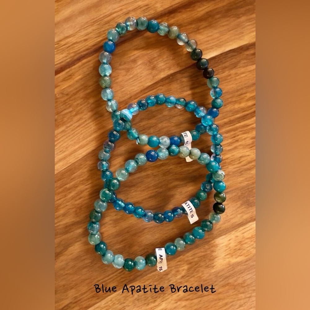 Blue Apatite Crystal 6mm Bracelet